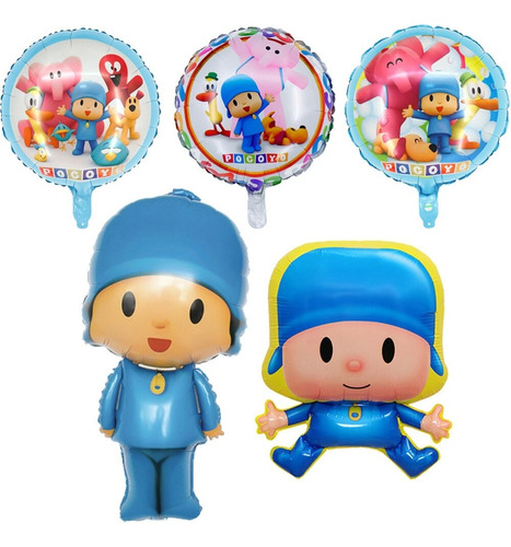 Set 5 Globos Pocoyo Metalizado Elly Pato 