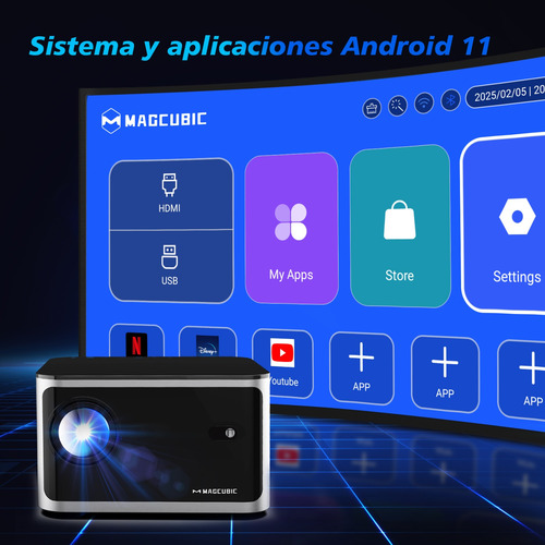 Proyector Magcubic Hy350 Hd 4k Android 11 Wifi6 Led 580 Ansi