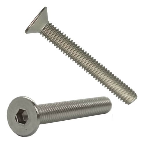 25pzs Tornillo Allen Cabeza Plana Inoxidable M6 X 60mm
