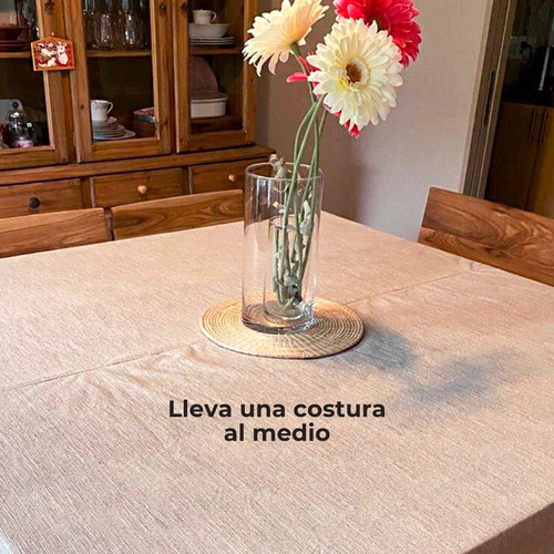 Mantel Cuadrado De Ecocuero Texturado Con Crochet 180x180 Camel Cuerina Texturada