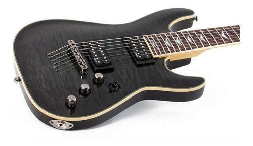 Guitarra elétrica Schecter Omen Extreme-7 de mogno see-thru black com diapasão de pau-rosa