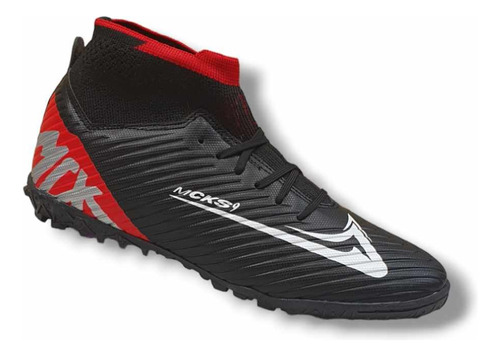 Tenis Futbol Rápido Fut7 Mayckers Negro Rojo Cosidos M.106