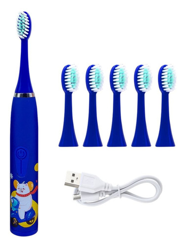Cepillo Dental Infantil Eléctrico Azul - 5 Repuestos