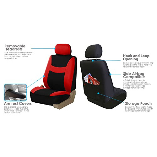 Juego De Fundas Para Asientos De Coche Fh Group De Tela Roja