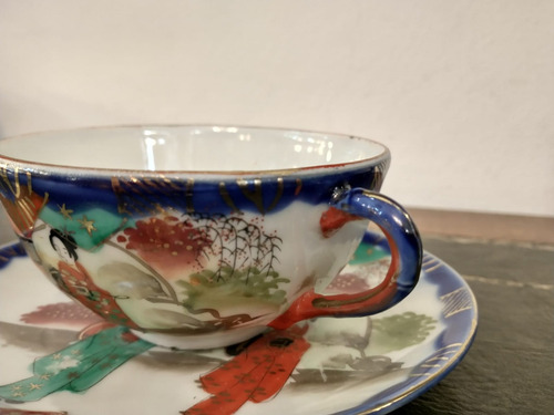 Imagen 3 de 9 de Antigua Taza De Té Porcelana Oriental Sello Rojo