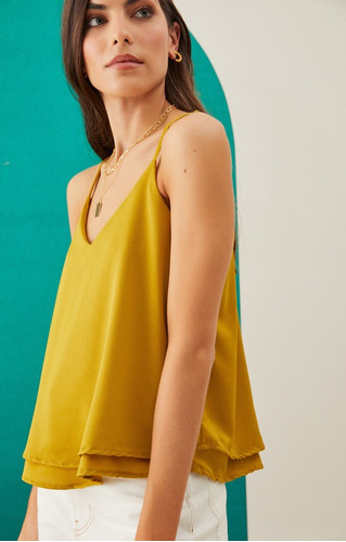 Imagen 2 de 4 de Remera Musculosa Rimmel Fatima Color Mostaza Para Mujer