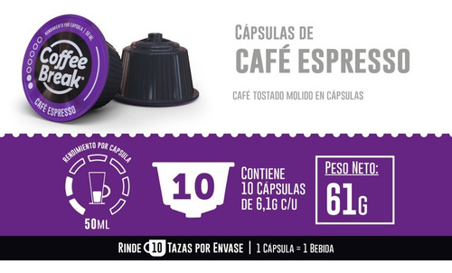 Café espresso en cápsula Nescafé Dolce Gusto Coffee Break 10 unidades