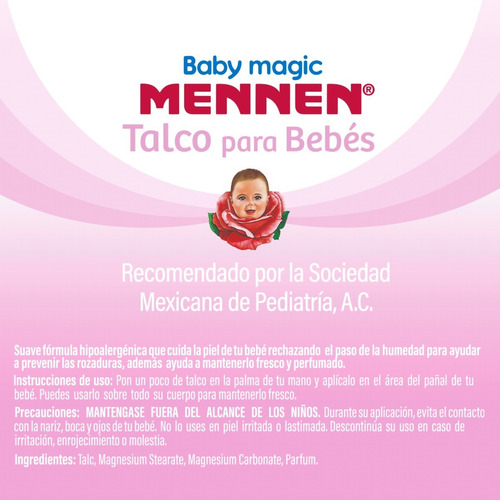 Talco Para Bebés Mennen Baby Magic Rosa 100g