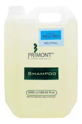 Shampoo Neutro Primont 5 L Ph Balanceado Bidón