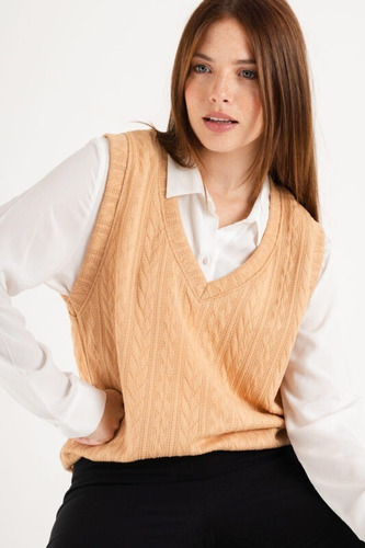 Imagen 4 de 6 de Chaleco Mujer Lana Trenzado Vestir Invierno Ultima Tendencia