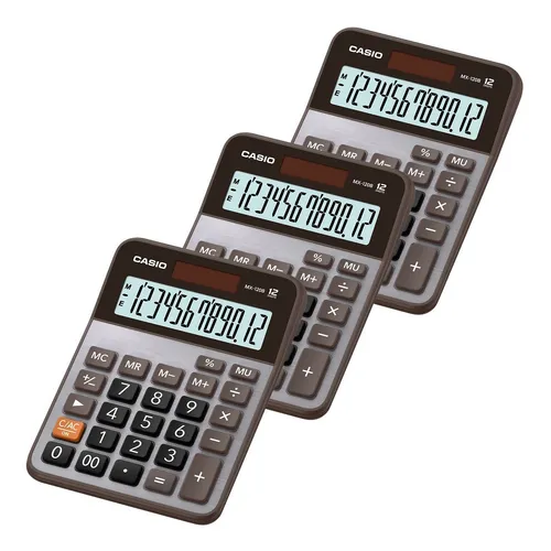 Paquete De 3 Calculadoras Casio Mx 120b Solar 12 Dig