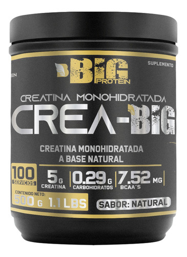 Creatina Monohidratada Bigg 500 Gr 100 Servicios Sabores Sabor Sandía