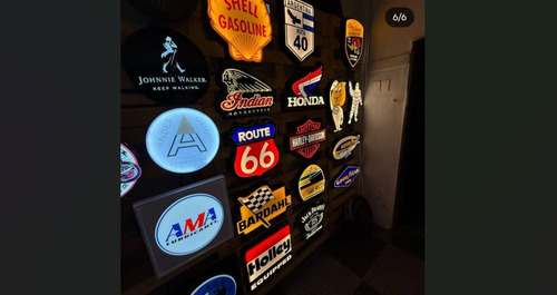 Cartel Cuadro Luminoso Led Michelin Goodyear Negro