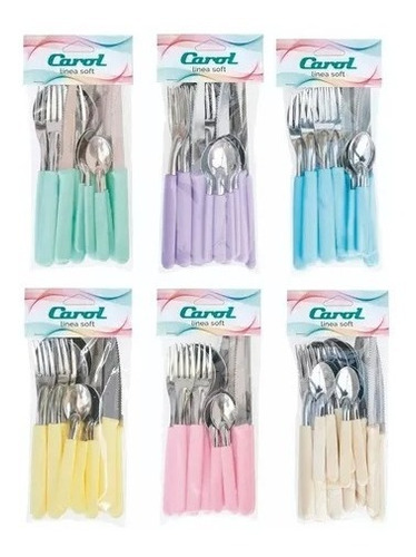 Set 16 Piezas Cubiertos Carol En Pack Colores