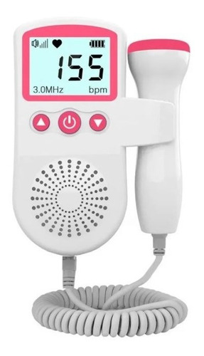 Monitor Doppler Fetal Rosado Portátil Profesional +  Pilas