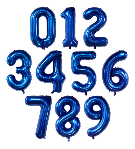Globo Numero Azul 1 2 3 4 5 6 7 8 9 0 Altura 82 Cm