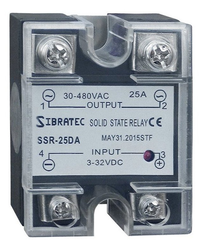 Relé Estado Sólido Monofásico Controle 3-32vcc Ssr-25da 25a