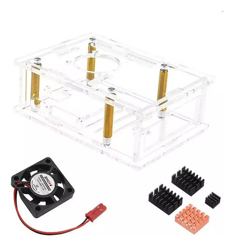 Kit Case + Cooler + Dissipadores P/ Raspberry Pi5 Pi 5 C/ Nf