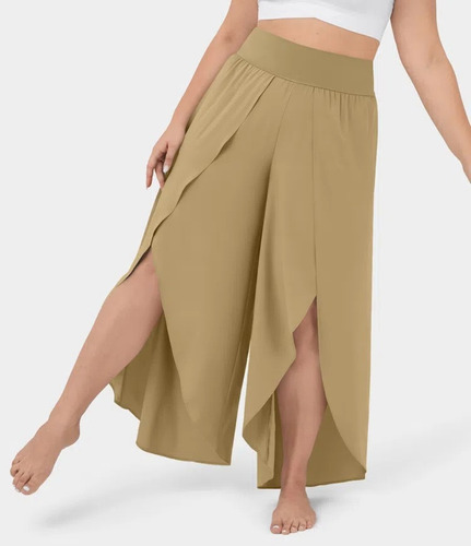 Pantalones Anchos De Cintura Alta Para Mujer Color Sólido