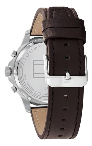 Reloj Tommy Hilfiger 1710476 Multifunción De Acero Inoxidab Color de la correa Marrón Color del bisel Plateado Color del fondo Azul oscuro