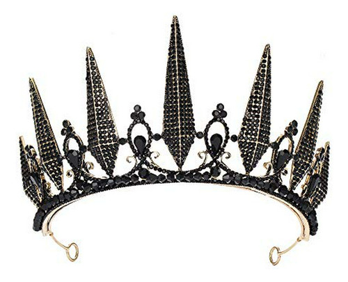 Diademas - S Snuoy Black Rhinestone Tiara Baroque Crown Wedd