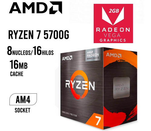 Pc Gamer Ryzen 7 5700g 16gb Ssd 500gb, 24 PuLG Rx Vega 8 2gb