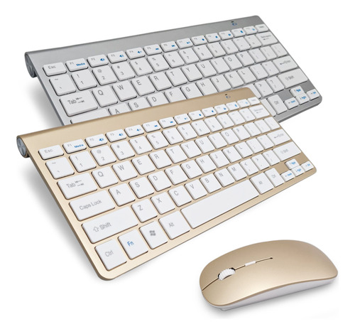 Kit Teclado Y Mouse Compacto Dorado Y Blanco Usb