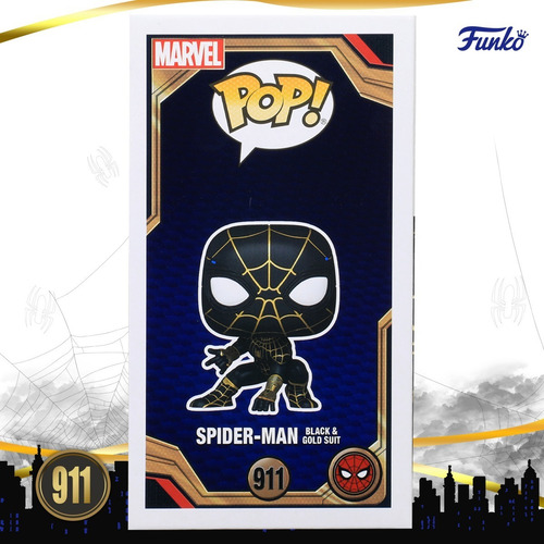 Imagen 5 de 8 de Funko Pop Spider Man Negro Dorado #911 No Way Home Original