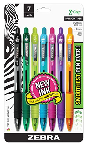 Zebra Pen Z-grip - Plumas Retráctiles, Punto Mediano, 1.0mm,