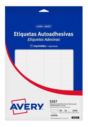 Etiquetas Avery Rectangular 1.30 X 4.45 Cm  5267