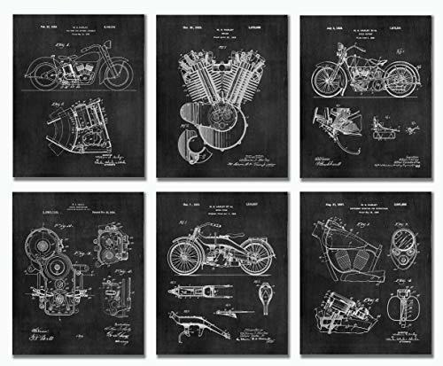 Harley Davidson Patent Art Prints - Juego De Seis 8  X 10  -