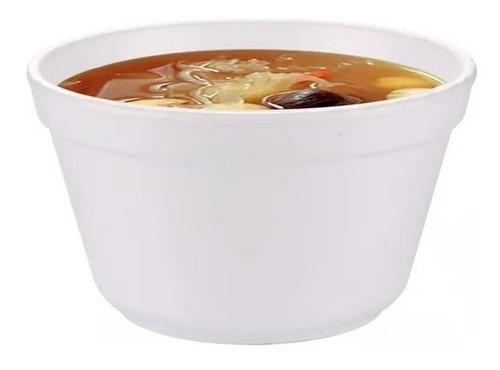 Imagem 2 de 2 de Pote Isopor 500ml P/ Caldos Quentes E Sopa C/100un C/ Tampa