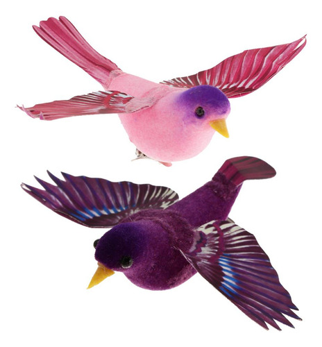 2 Piezas De Aves De Plumas De Espuma Artificial Para Adornos