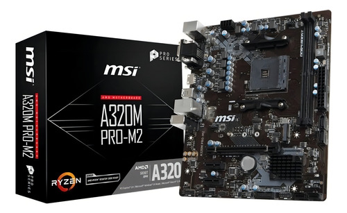 Placa base Msi A320m Pro-m2 Ddr4 Socket Am4 Chipset A320 Amd color negro