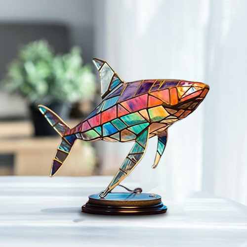 Estatuas Y Esculturas De Metal Con Base Para Mesa Tiburón