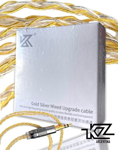 Imagen 5 de 10 de Cable Kz Gold Silver Mixed Upgrade Reforzado Oro Y Plata