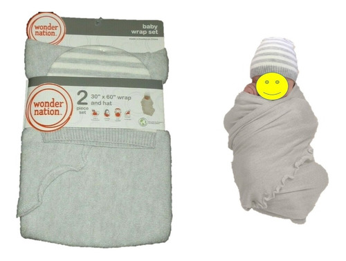 Set Manta Envolvente Suave Y Gorrito Baby Wrap Set