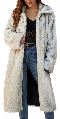 Chaqueta Larga E Para Mujer, Cálida, Con Pelo Sintético, Para Mujer, Invierno 3001