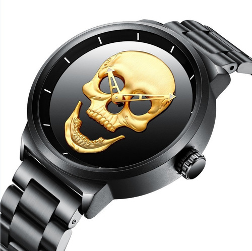 Reloj Mecánico De Cuarzo Para Hombre Con Esfera De Calavera