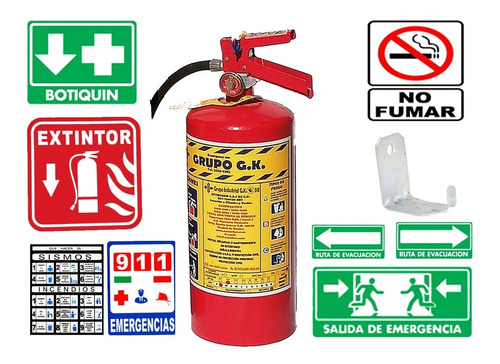 Kit Extinguidor 4.5 Pqs Curso + Carta Responsiva + Señal