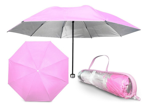 Sombrinha Guarda Chuva Com Proteção Solar Uv 1050t Cor Rosa-claro