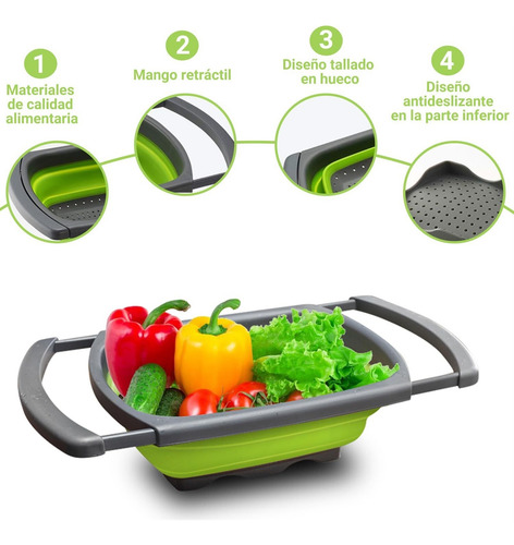 Colador De Silicona Plegable, Cesta De Drenaje De Verduras