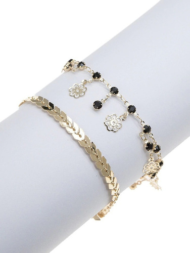 Pulsera De Tobillo Tobillera De 2 Piezas Diseño Flores
