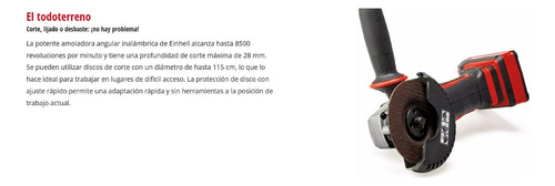 Esmeril Angular Inalámbrico Te-ag 18/115-2 Li-solo - Einhell