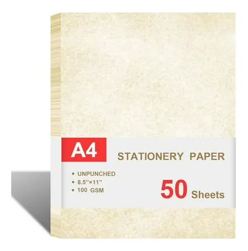 Papel Pergamino Para Certificados - 50 Hojas, 100gsm, 8.5 X