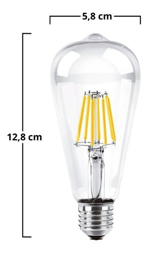 Lámpara Led Edison Vintage Filamento E27 4w St58 Cálida Fría