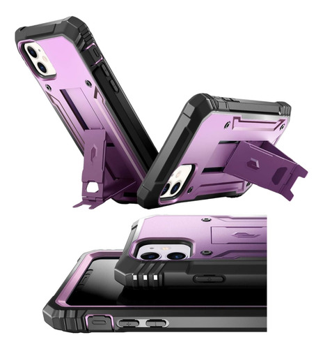 Case iPhone 11 Normal Violeta Rosa 360 C/ Mica Tipo Supcase