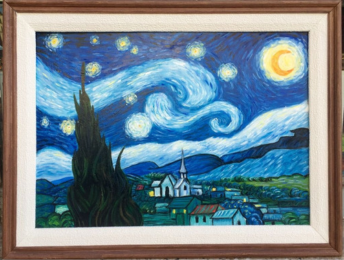 Noche Estrellada Copia Van Gogh Oleo Enmarcado Firma Filippo