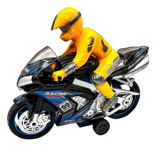 Juguete deportivo para motocicletas con sonido y luz de muñeca de fricción | Dm Toys Color Black
