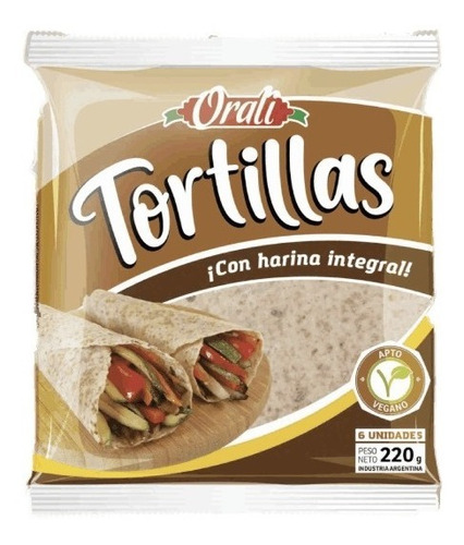 Tortillas Orali C/harina Integral 6u 220g Pack X3 Apto Vegan